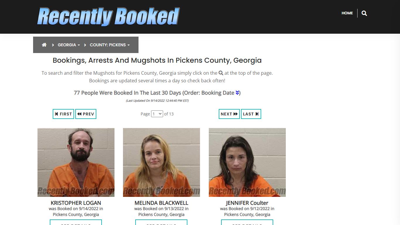 Recent bookings, Arrests, Mugshots in Pickens County, Georgia